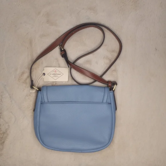 St John's Bay Westport Saddle Preppy Casual Pastel Ice Blue Crossbody Bag - Picture 3 of 5